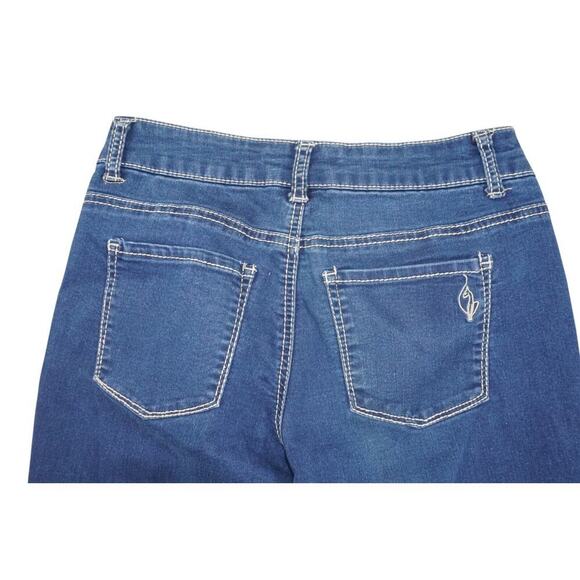 Baby Phat Rhinestone Button Skinny Jeans – Size 5 Dark Wash Stretch Denim - Picture 3 of 5